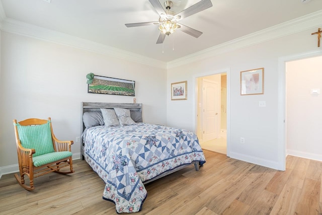237 Ridgeline Dr, Waynesboro, VA 22980 - bedroom with ornamental molding, light wood finished floors, baseboards, and a ceiling fan