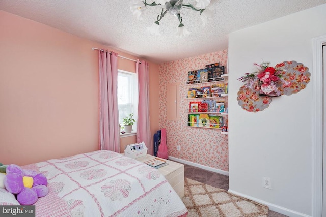 3321 Summit Crossing Rd, Fredericksburg, VA 22408 - bedroom featuring wallpapered walls, carpet floors, and a textured ceiling