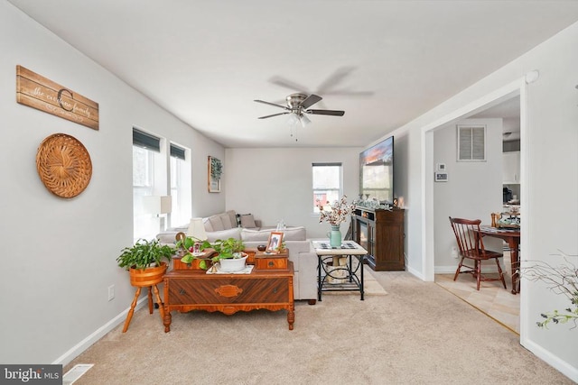 3321 Summit Crossing Rd, Fredericksburg, VA 22408 - living room featuring ceiling fan and carpet flooring