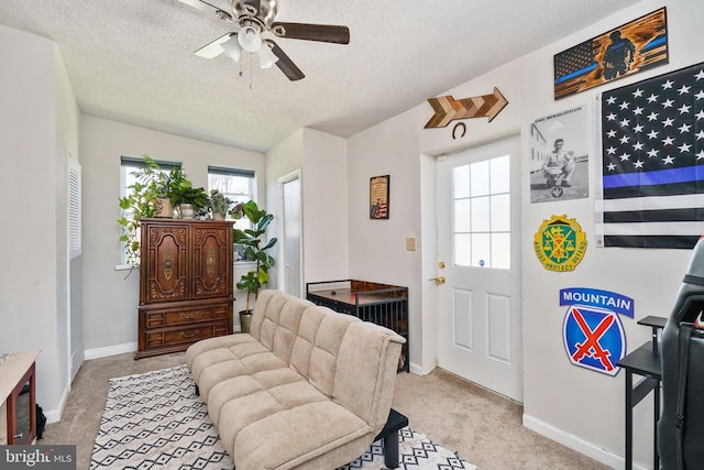 3321 Summit Crossing Rd, Fredericksburg, VA 22408 - carpeted entrance foyer with a textured ceiling and a ceiling fan