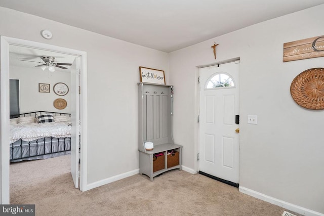 3321 Summit Crossing Rd, Fredericksburg, VA 22408 - foyer entrance with light colored carpet and ceiling fan