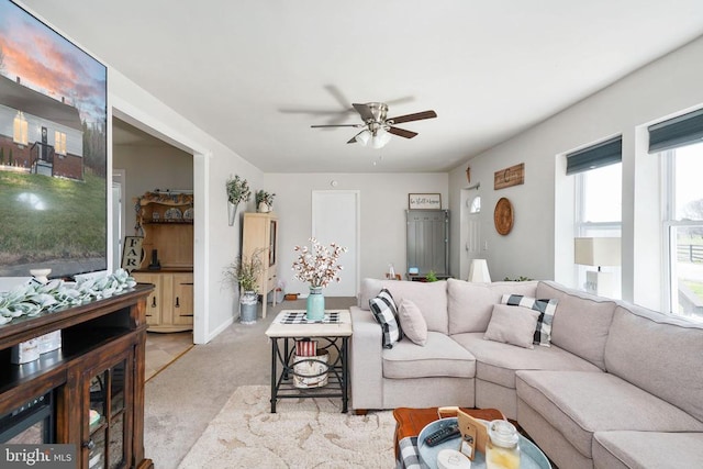 3321 Summit Crossing Rd, Fredericksburg, VA 22408 - living room featuring ceiling fan and light colored carpet