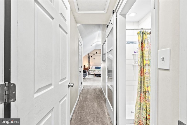 11311 Crown Ct, Fredericksburg, VA 22407 - hallway featuring carpet flooring and lofted ceiling
