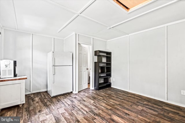 11311 Crown Ct, Fredericksburg, VA 22407 - kitchen featuring freestanding refrigerator and dark wood-style floors