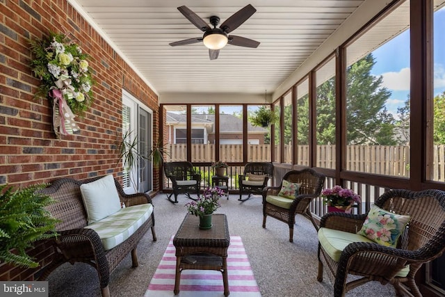 230 Carriage Chase Cir, Warrenton, VA 20186 - sunroom with ceiling fan and an outdoor hangout area