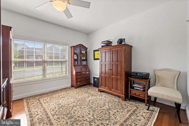 230 Carriage Chase Cir, Warrenton, VA 20186 - living area with a ceiling fan, baseboards, and wood finished floors