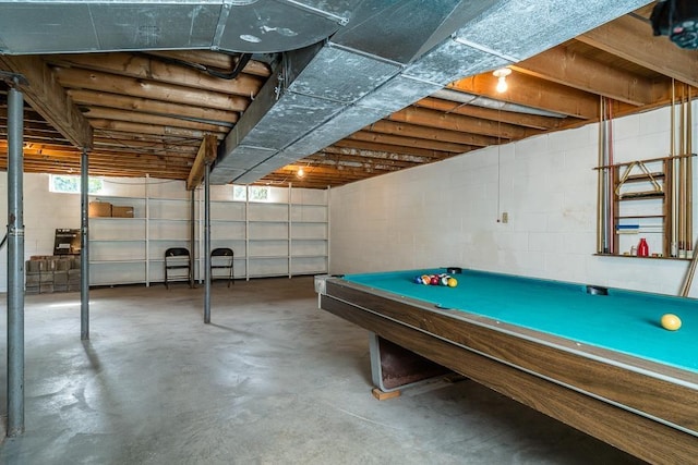 404 3rd St, Grottoes, VA 24441 - playroom featuring concrete floors, pool table, and concrete block wall