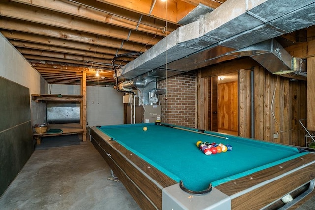 404 3rd St, Grottoes, VA 24441 - rec room featuring billiards table, concrete floors, and heating unit