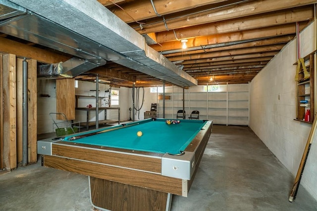 404 3rd St, Grottoes, VA 24441 - rec room with unfinished concrete flooring, healthy amount of natural light, and billiards table