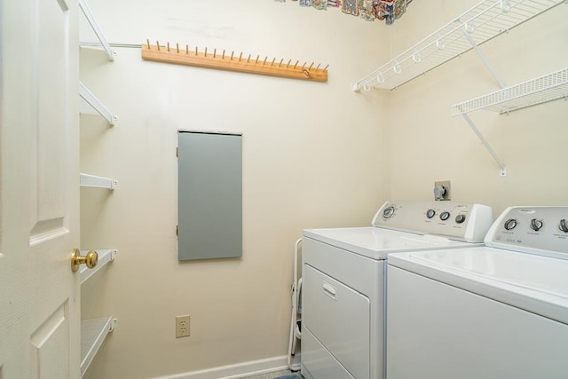 404 3rd St, Grottoes, VA 24441 - laundry room featuring washer and dryer and baseboards