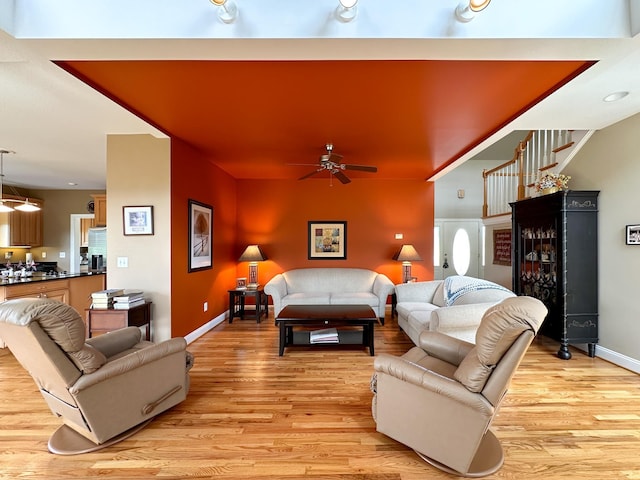 603 Dabneys Rd, Raphine, VA 24472 - living area with light wood finished floors, baseboards, and a ceiling fan