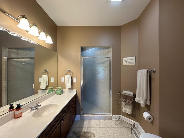 603 Dabneys Rd, Raphine, VA 24472 - full bathroom featuring a stall shower, baseboards, tile patterned floors, and vanity