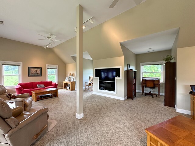 603 Dabneys Rd, Raphine, VA 24472 - living area with carpet flooring, baseboards, and a ceiling fan