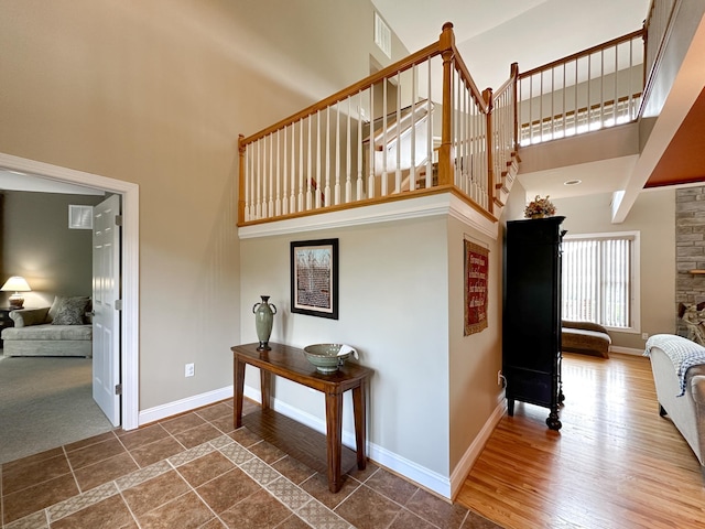 603 Dabneys Rd, Raphine, VA 24472 - staircase featuring a towering ceiling, baseboards, and visible vents