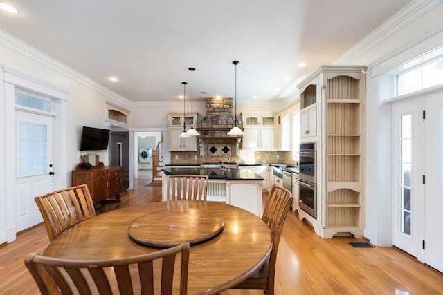 1767 Goose Creek Rd, Waynesboro, VA 22980 - dining room with light wood-style flooring, recessed lighting, and crown molding