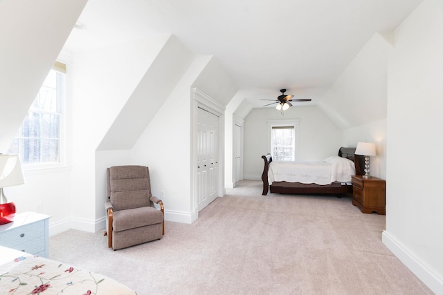 1767 Goose Creek Rd, Waynesboro, VA 22980 - carpeted bedroom with lofted ceiling, baseboards, and a ceiling fan