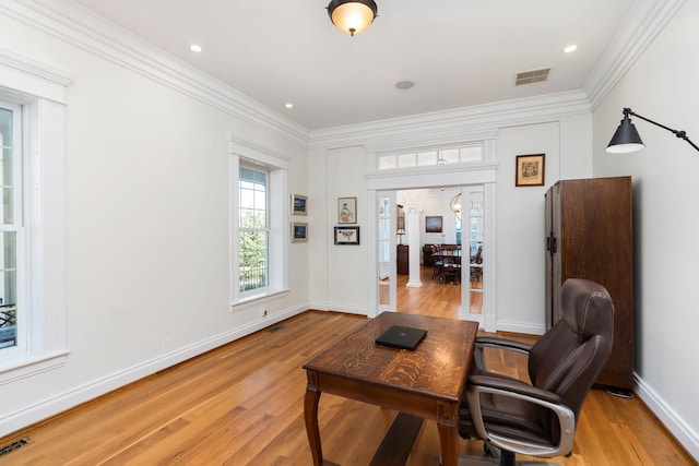1767 Goose Creek Rd, Waynesboro, VA 22980 - home office featuring light wood-style flooring, crown molding, and baseboards