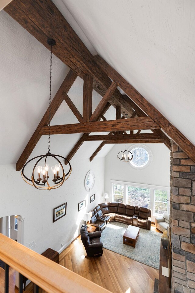 1767 Goose Creek Rd, Waynesboro, VA 22980 - living area with a chandelier and wood finished floors