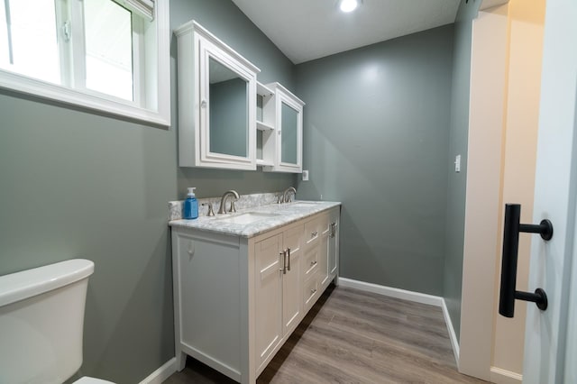 2786 Fleeburg Rd, Shenandoah, VA 22849 - bathroom with a sink, toilet, baseboards, and wood finished floors
