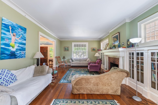 633 Wayne Ave S, Waynesboro, VA 22980 - living room featuring ornamental molding, wood finished floors, and a fireplace