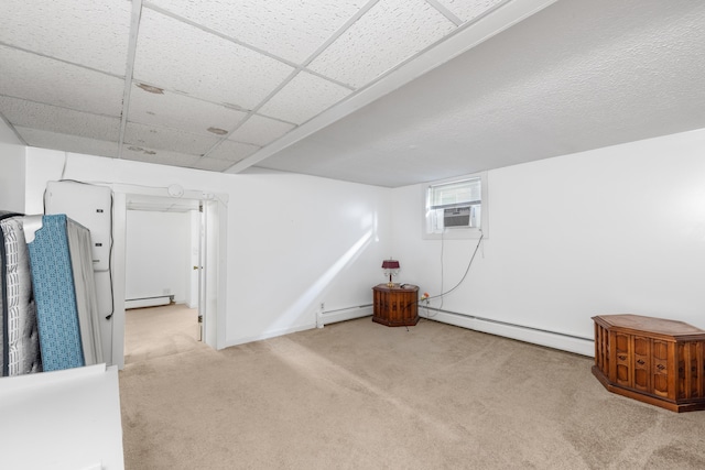 633 Wayne Ave S, Waynesboro, VA 22980 - finished basement featuring a baseboard radiator, carpet flooring, baseboard heating, and cooling unit