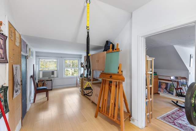 633 Wayne Ave S, Waynesboro, VA 22980 - corridor featuring vaulted ceiling, light wood-type flooring, and cooling unit