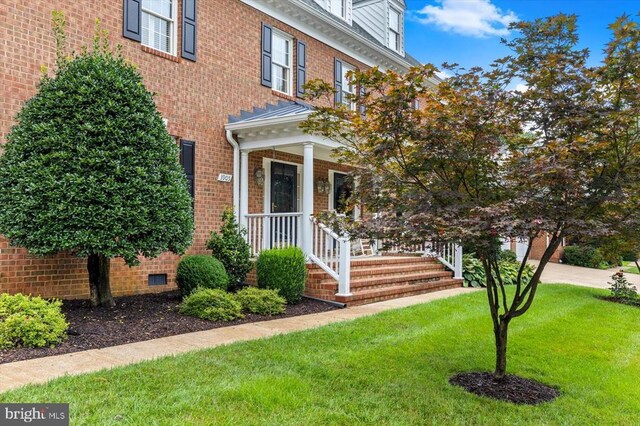 3905 Corbin Hall Ln, Fredericksburg, VA 22408 - entrance to property with brick siding and a yard