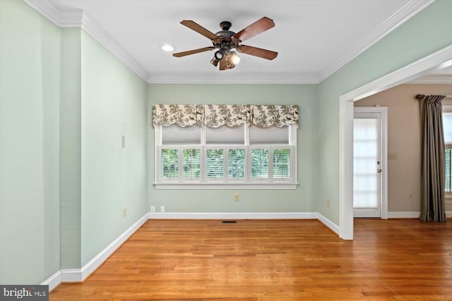 3905 Corbin Hall Ln, Fredericksburg, VA 22408 - empty room featuring ceiling fan, light wood finished floors, ornamental molding, and recessed lighting