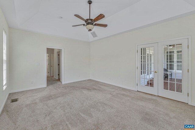 1130 Race Ground Rd, Rochelle, VA 22738 - spare room featuring a tray ceiling, a wealth of natural light, french doors, and visible vents