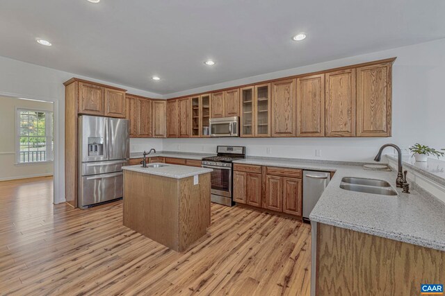 1130 Race Ground Rd, Rochelle, VA 22738 - kitchen featuring appliances with stainless steel finishes, light wood-style flooring, and a sink