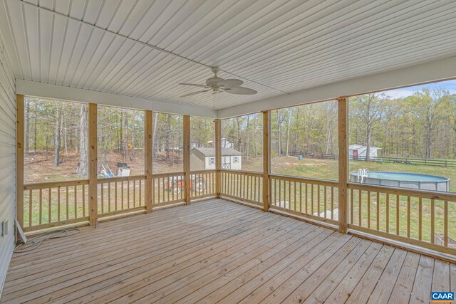 1130 Race Ground Rd, Rochelle, VA 22738 - unfurnished sunroom featuring ceiling fan