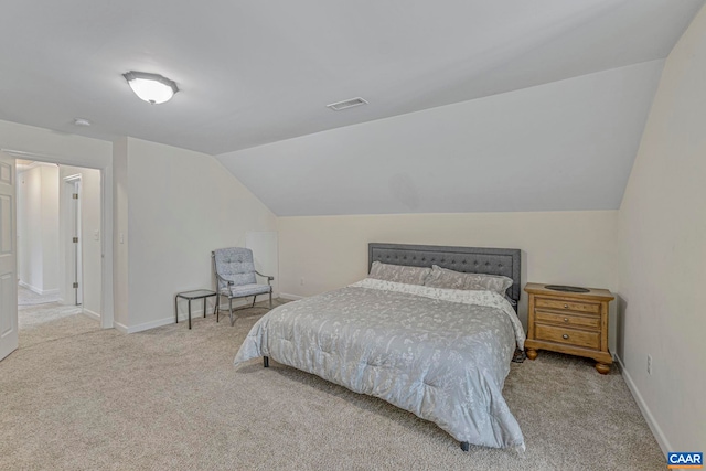 1130 Race Ground Rd, Rochelle, VA 22738 - bedroom featuring baseboards, visible vents, carpet, and vaulted ceiling