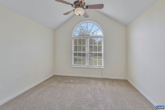 1130 Race Ground Rd, Rochelle, VA 22738 - carpeted spare room featuring ceiling fan, lofted ceiling, and baseboards