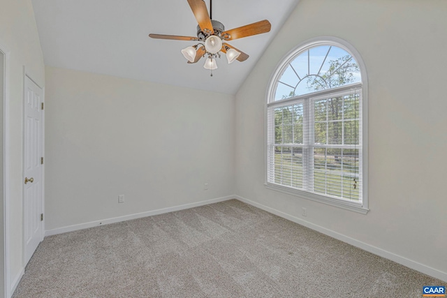 1130 Race Ground Rd, Rochelle, VA 22738 - spare room with carpet flooring, baseboards, ceiling fan, and high vaulted ceiling