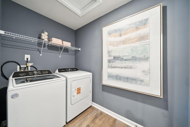 LOT34 Heather Ln, Staunton, VA 24401 - washroom featuring separate washer and dryer, light wood-type flooring, and baseboards