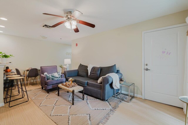510 Davis Mills Dr Unit 103, Harrisonburg, VA 22801 - living room featuring a ceiling fan, recessed lighting, and baseboards