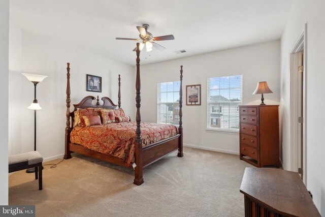 5831 Deep Creek Dr, Fredericksburg, VA 22407 - bedroom with light carpet, baseboards, and a ceiling fan