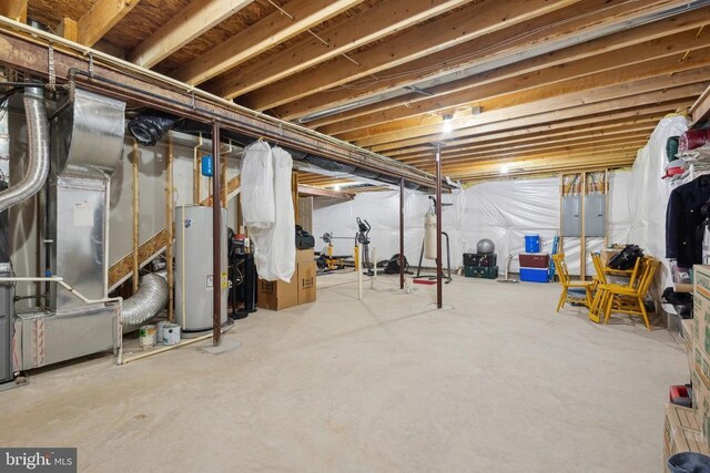 5831 Deep Creek Dr, Fredericksburg, VA 22407 - unfinished below grade area featuring water heater and electric panel