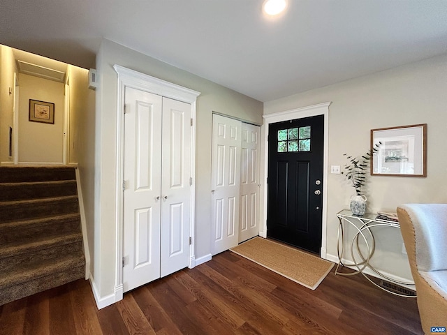 1203 Afton Mountain Rd, Afton, VA 22920 - foyer with dark wood-type flooring and stairs
