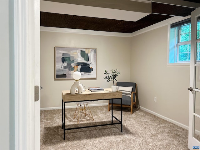 1203 Afton Mountain Rd, Afton, VA 22920 - office space featuring carpet floors, wooden ceiling, and crown molding