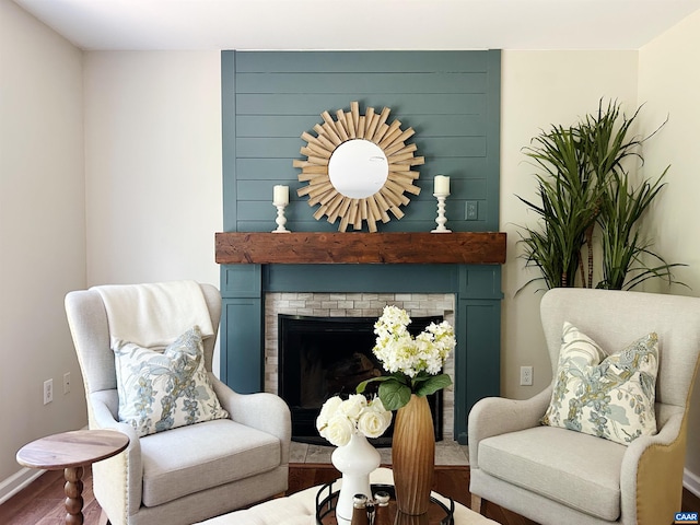 1203 Afton Mountain Rd, Afton, VA 22920 - sitting room featuring wood finished floors and a fireplace