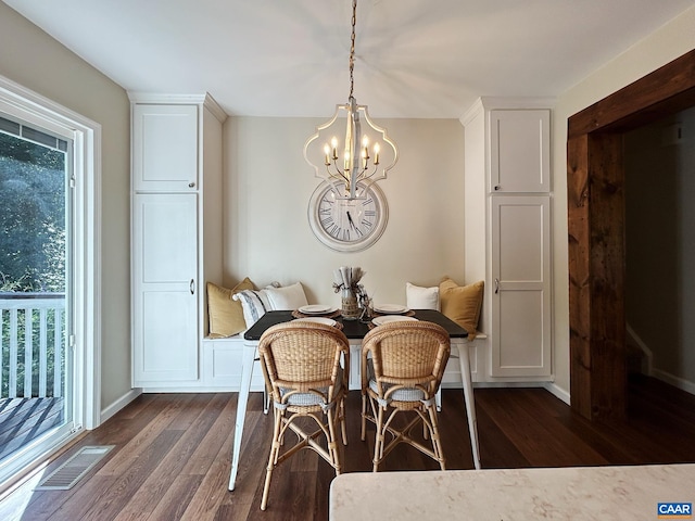 1203 Afton Mountain Rd, Afton, VA 22920 - dining area with a chandelier and dark wood-type flooring