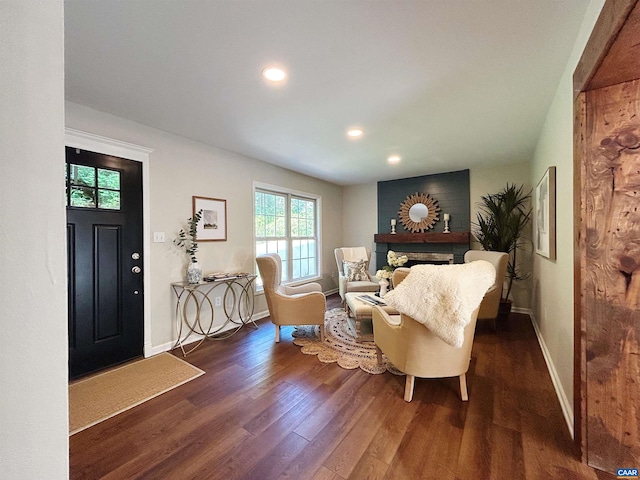 1203 Afton Mountain Rd, Afton, VA 22920 - living room featuring wood finished floors, recessed lighting, and a fireplace