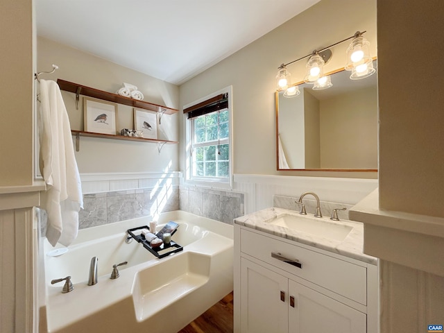 1203 Afton Mountain Rd, Afton, VA 22920 - full bath featuring vanity, a bath, and wainscoting