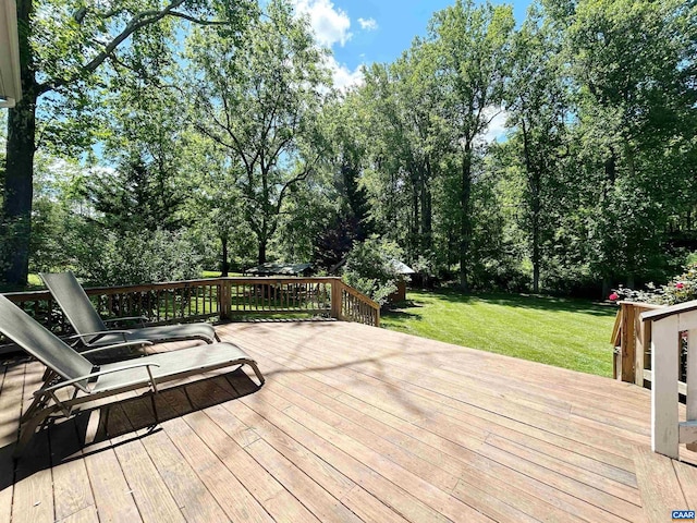 1203 Afton Mountain Rd, Afton, VA 22920 - wooden terrace with a yard and view of wooded area