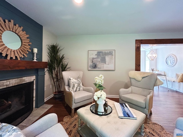 1203 Afton Mountain Rd, Afton, VA 22920 - living room with wood finished floors and a fireplace