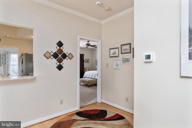 11200 Scottwood Ln N, Fredericksburg, VA 22407 - hall featuring crown molding and wood finished floors