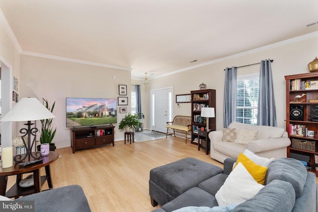 11200 Scottwood Ln N, Fredericksburg, VA 22407 - living area featuring ornamental molding and light wood-style floors