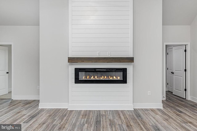 26437 Pennfields Dr, Orange, VA 22960 - detailed view of wood finished floors, baseboards, and a glass covered fireplace