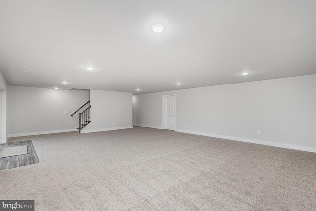 26437 Pennfields Dr, Orange, VA 22960 - finished below grade area with stairs, recessed lighting, carpet floors, and baseboards